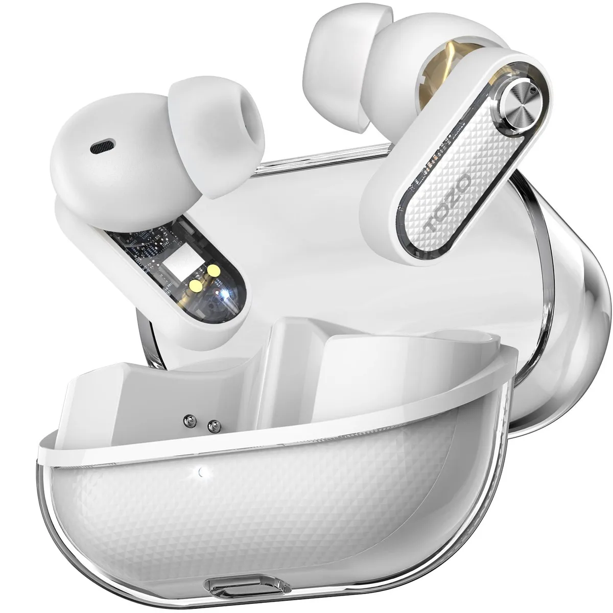 TOZO Store TOZO Crystal Pods White Earbuds Hybrid ANC Bluetooth 5.4 — product photo