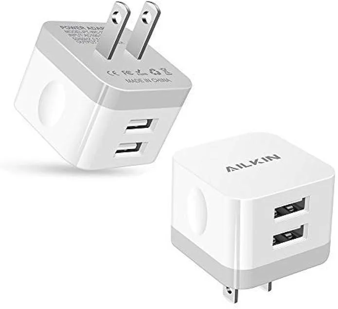 Ksin Ksin 2-Pack USB Wall Charger 2.4A Dual Port White — product photo