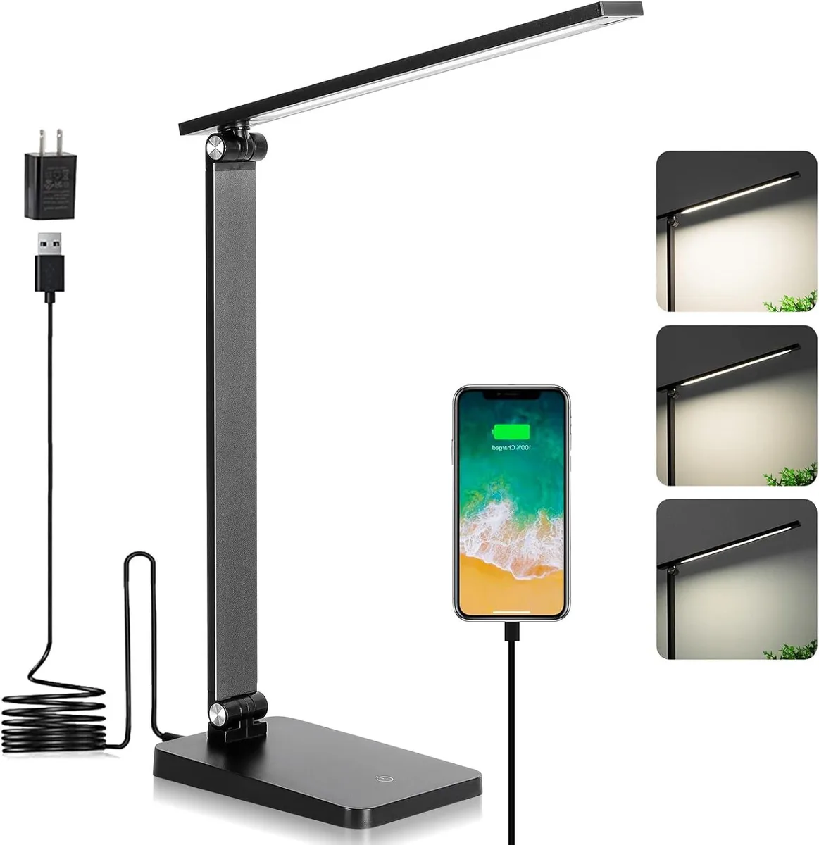 RUOCLRIS RUOCLRIS LED Desk Lamp Black 5000K USB Charging — product photo