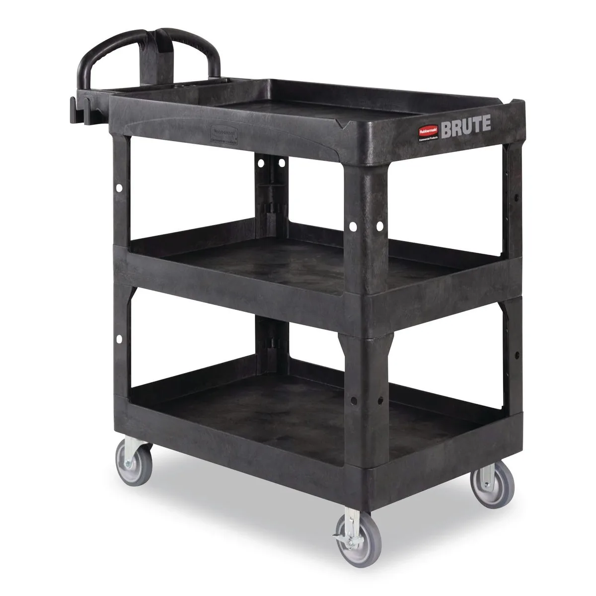Rubbermaid Rubbermaid Brute 3-Shelf Ergo Utility Cart 44x25.24x47in 600lb Black 2196862 — product photo