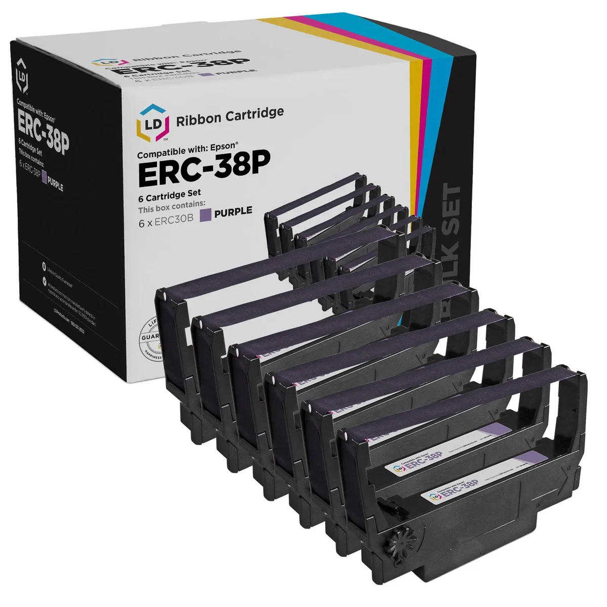 LD Products LD Products Compatible POS Ribbon Cartridge for Epson ERC-38P Purple 6-Pack — product photo