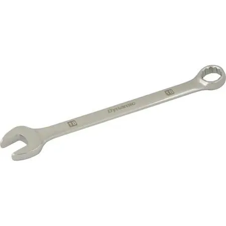 18mm 12-point combination wrench, mirror chrome finish, 15° angled ends