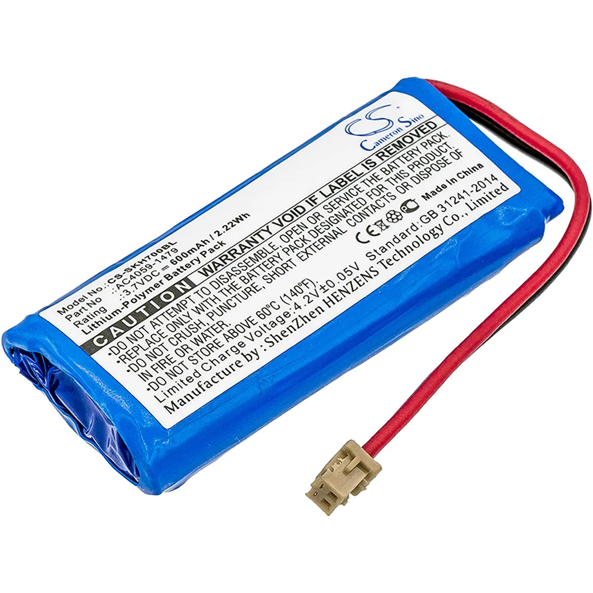 Centenex Electronics Centenex Electronics DS-CS-SKH700BL barcode scanner battery 3.7V 600mAh blue — product photo