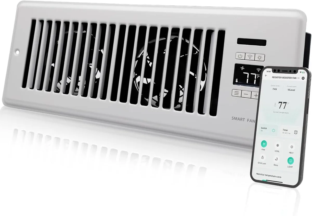 BFKK BFKK 4 x 12 inch Quiet Register Booster Fan White — product photo