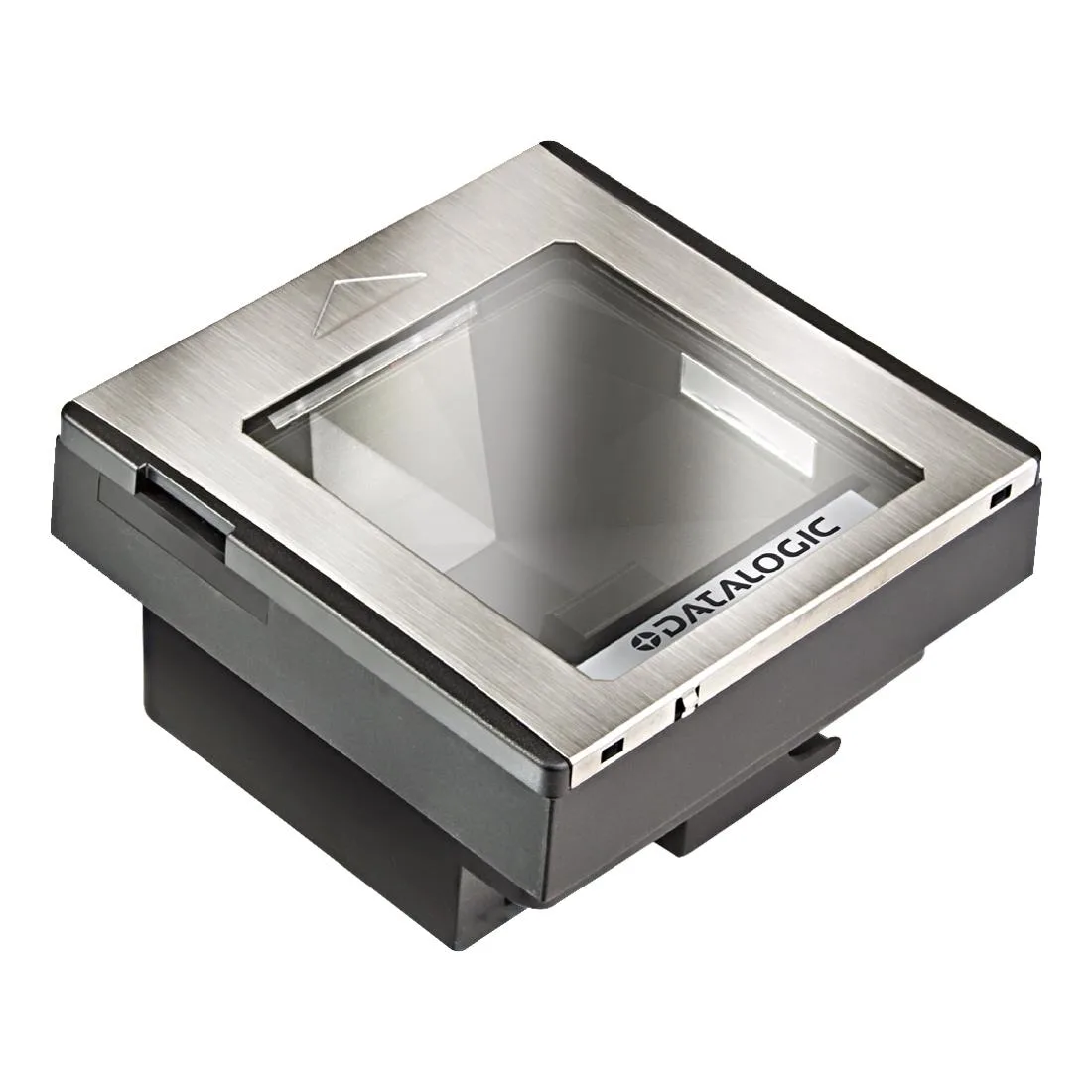 Rectangular in-counter barcode scanner with flat glass window and dark matte finish