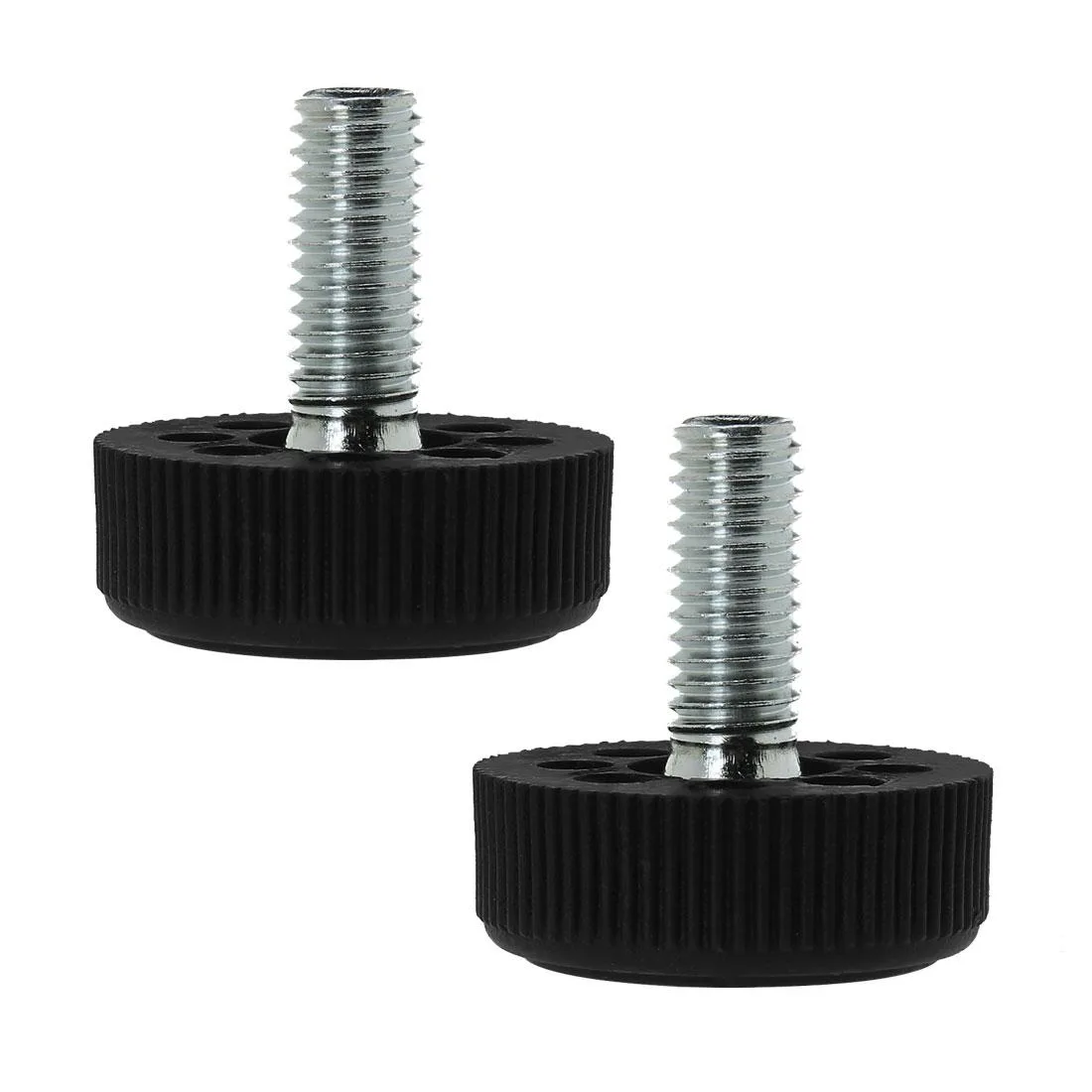 Two M8 adjustable leveling feet with 20mm screw and 30mm plastic base