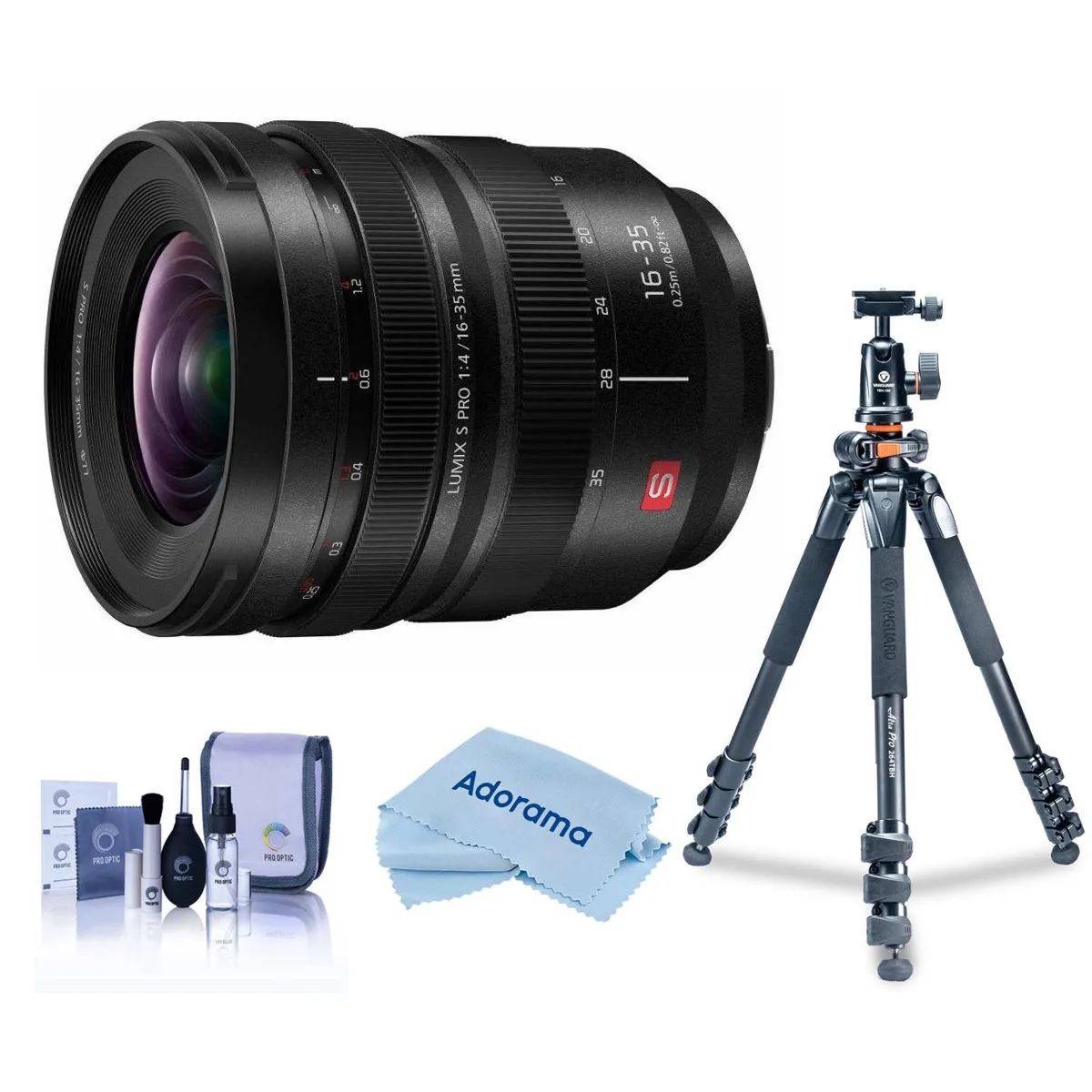 Panasonic Panasonic LUMIX S PRO 16-35mm f/4 Lens for L Mount with Takama Tripod and Cleaning Kit — product photo