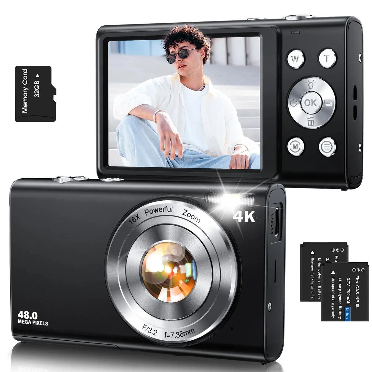 Lecnippy DC402 48MP 4K Compact Camera 16X Zoom Black — product photo