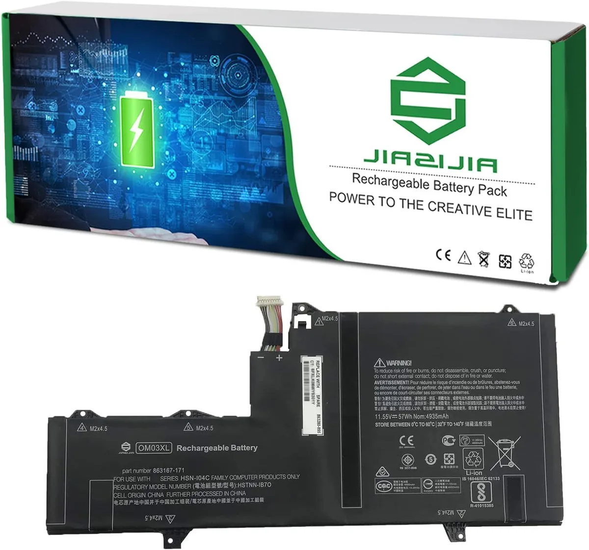 NShi NShi OM03XL laptop battery 11.55V 57Wh — product photo