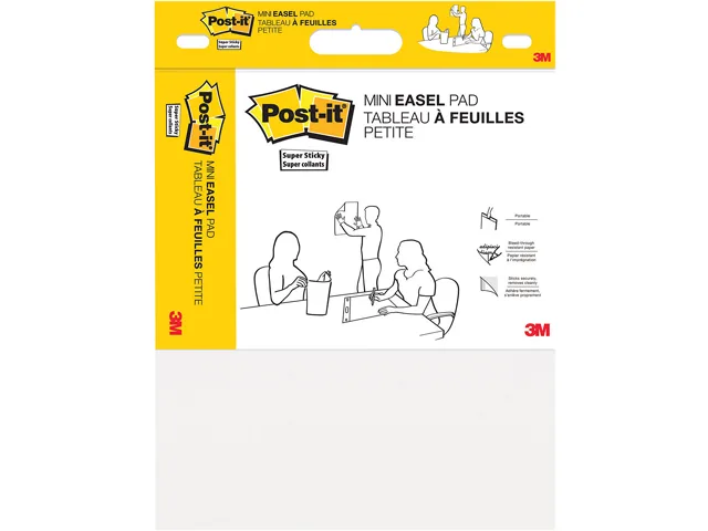 Two white self-stick easel pads on sturdy backcards with handles