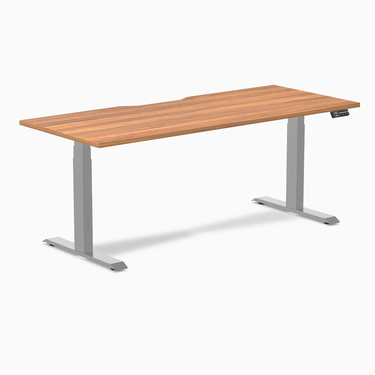 Desky Desky Dual Scalloped Laminate Sit Stand Desk Prime Oak Grey 70.9 x 29.5 in — product photo