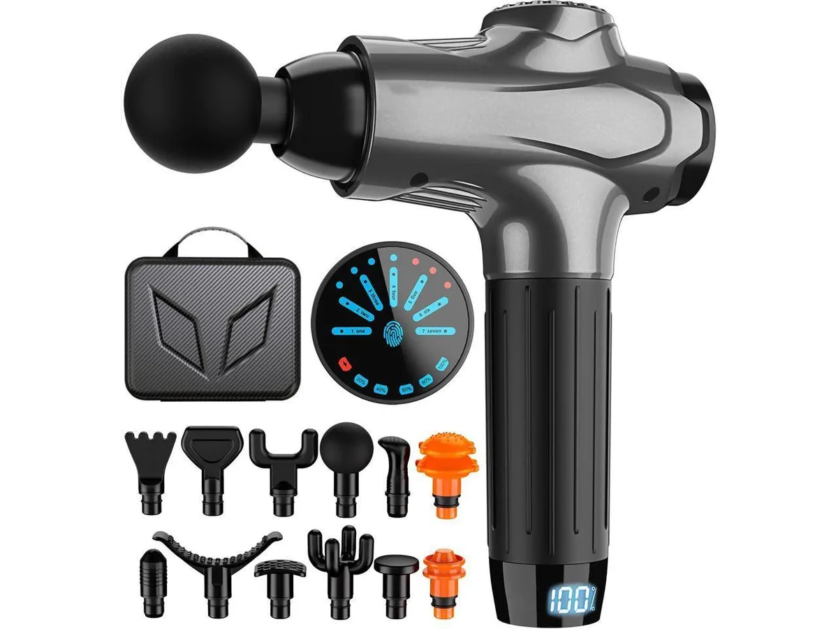 KEHIPI KEHIPI Hand-held Massager Gray 12 heads 7 speeds 3300mAh 15h 40dB — product photo