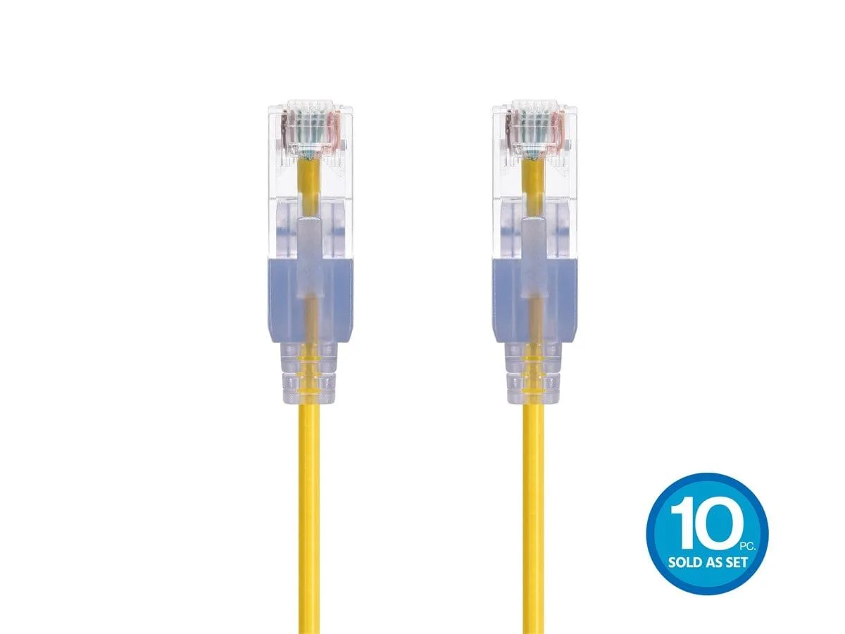 Monoprice Inc. Monoprice 129464 SlimRun Cat6A Ethernet Patch Cable Yellow 6in 10-Pack — product photo