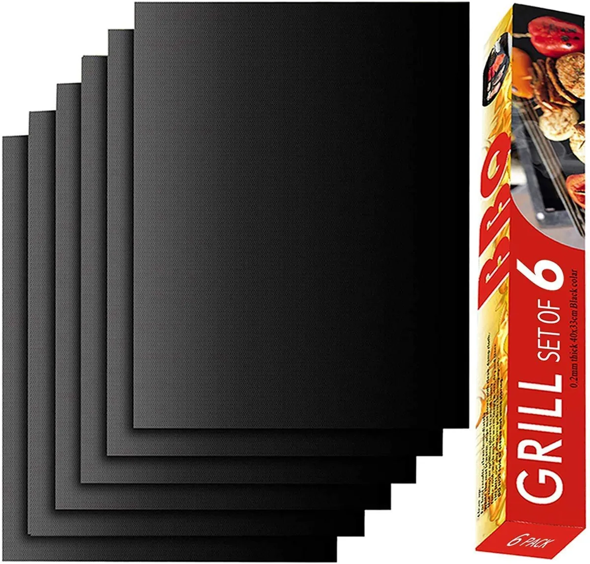  Healthy Living Grill Mat Set of 6 15.75 x 13-Inch Black N-200 — product photo
