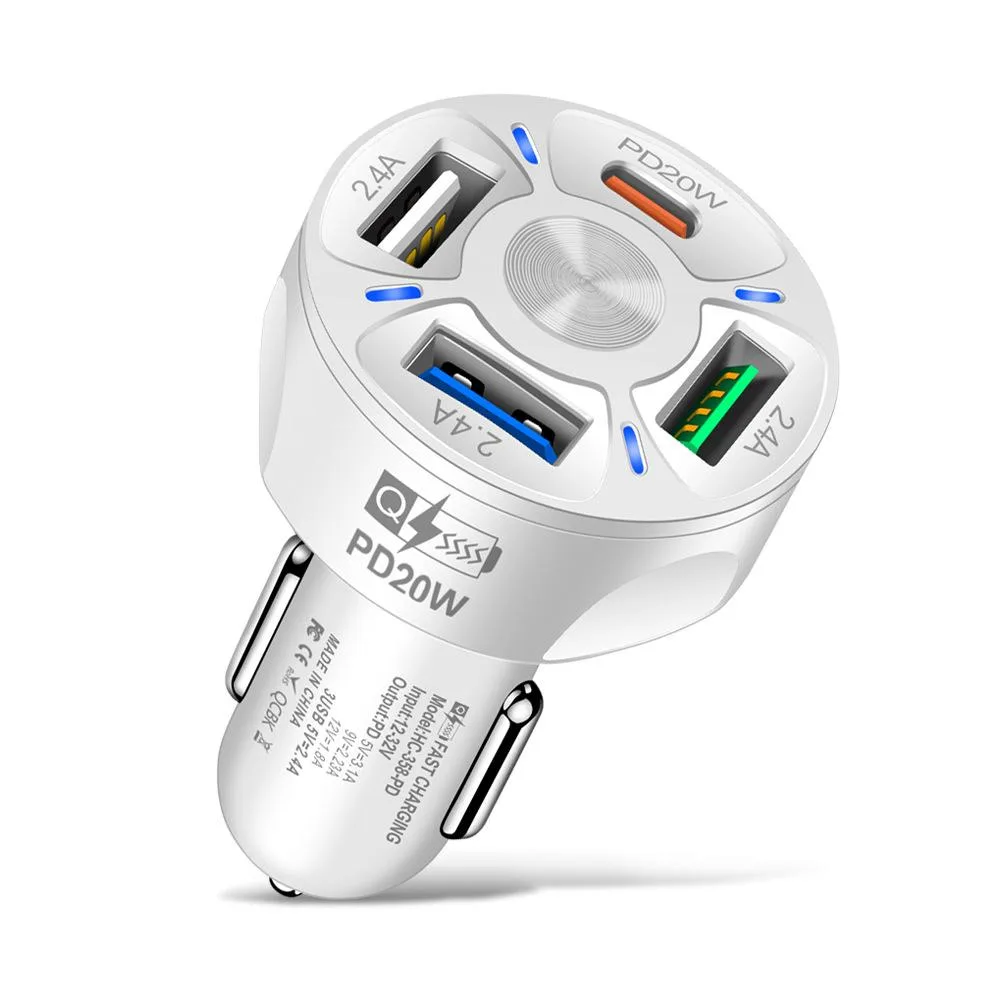 KEHIPI KEHIPI 4-Port QC 3.0 Car Charger 35W White — product photo
