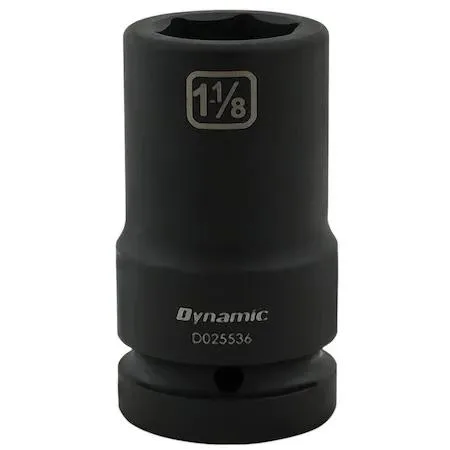 Black phosphate 1-1/8 inch six-point deep socket with laser-etched markings