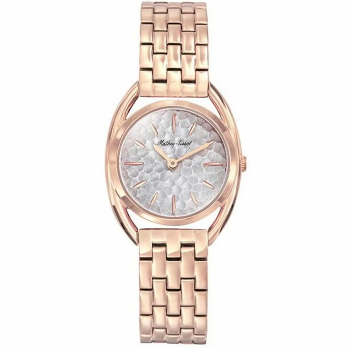 Silver dial stainless steel watch on matching bracelet