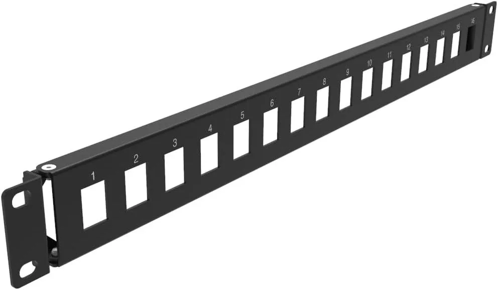 TAURKENAM TAURKENAM 1U Hinged 16-Port Blank Keystone Patch Panel — product photo