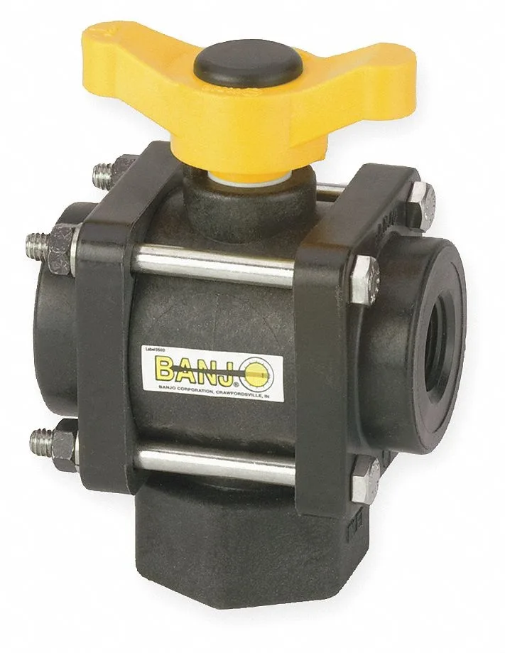 Banjo Banjo V100BL 1 in FNPT Polypropylene 3-Way Ball Valve — product photo