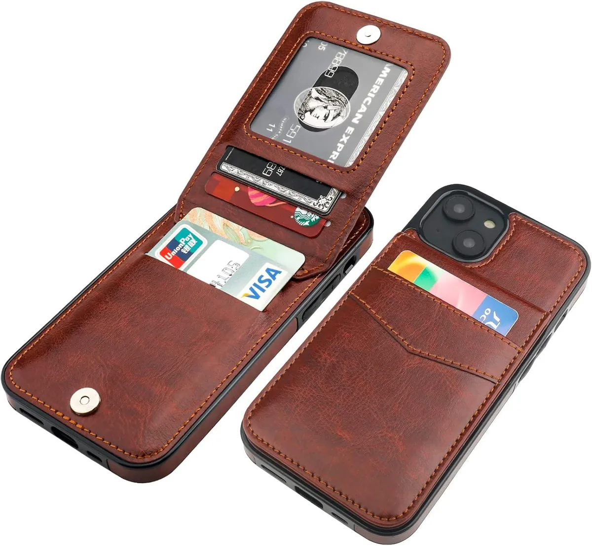 TAURKENAM TAURKENAM iPhone 14 6.1 Inch Wallet Case Brown — product photo