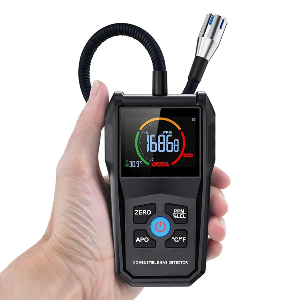 AUTENS AUTENS Gas Leak Detector 50000PPM 100%LEL Color LCD Flexible Probe measurement tool — product photo