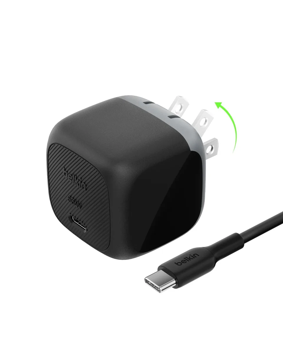  Belkin 65W USB-C Wall Charger with Cable — Black — product photo