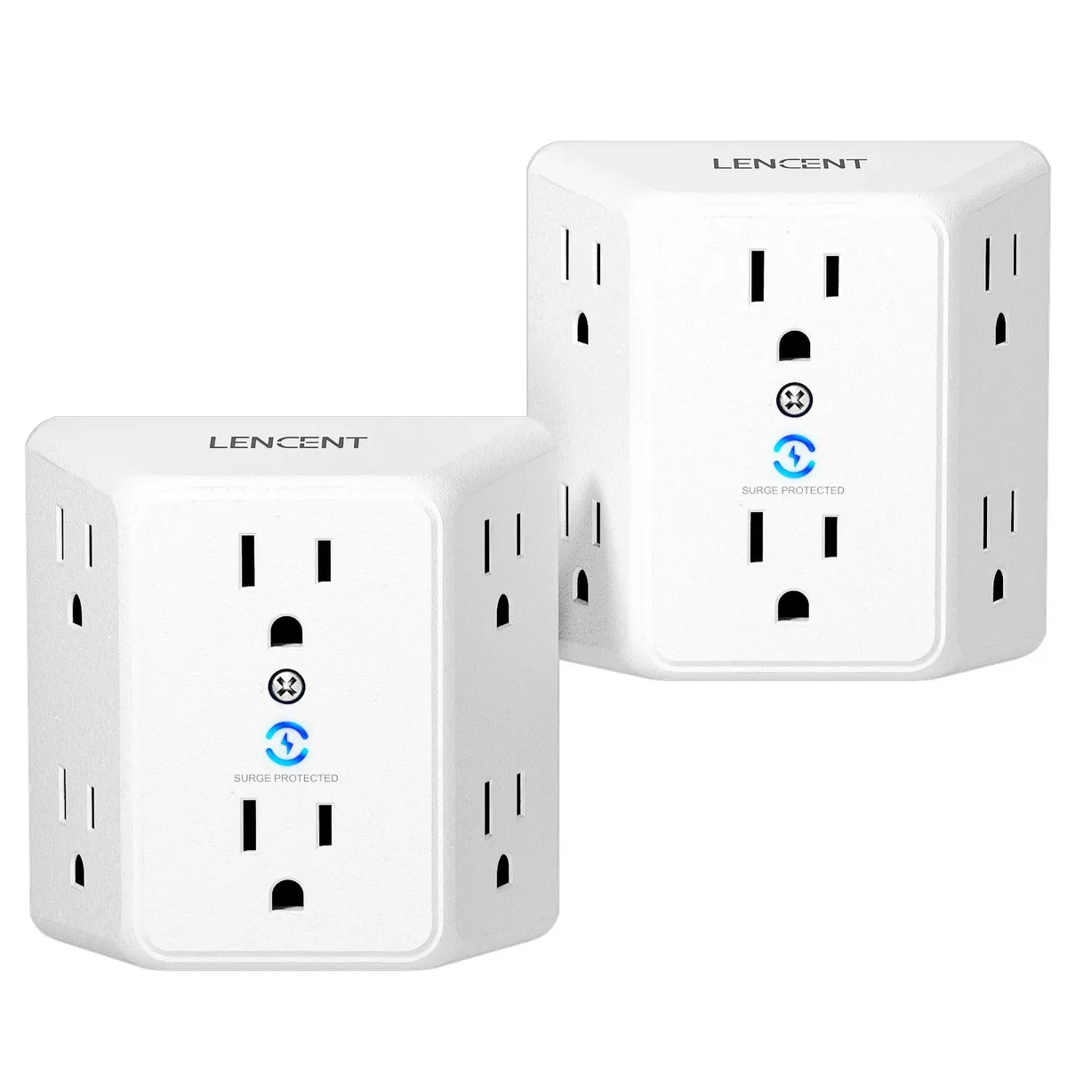 LENCENT LENCENT 6 Outlet Surge Protector 2 Pack 1728J 1875W — product photo