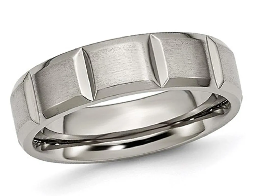 Gem & Harmony Gem & Harmony Titanium Grooved 6mm Wedding Band Ring — product photo