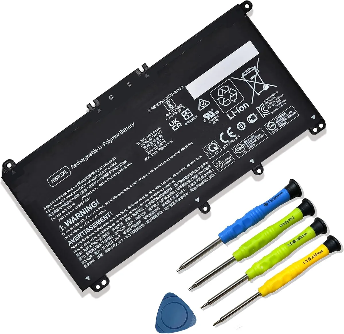 PISKEKAT PISKEKAT HW03XL 41.04Wh 11.34V 3-cell Li-ion laptop battery — product photo