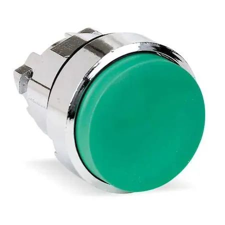 Schneider Electric green extended pushbutton 22 mm metal finish maintained type