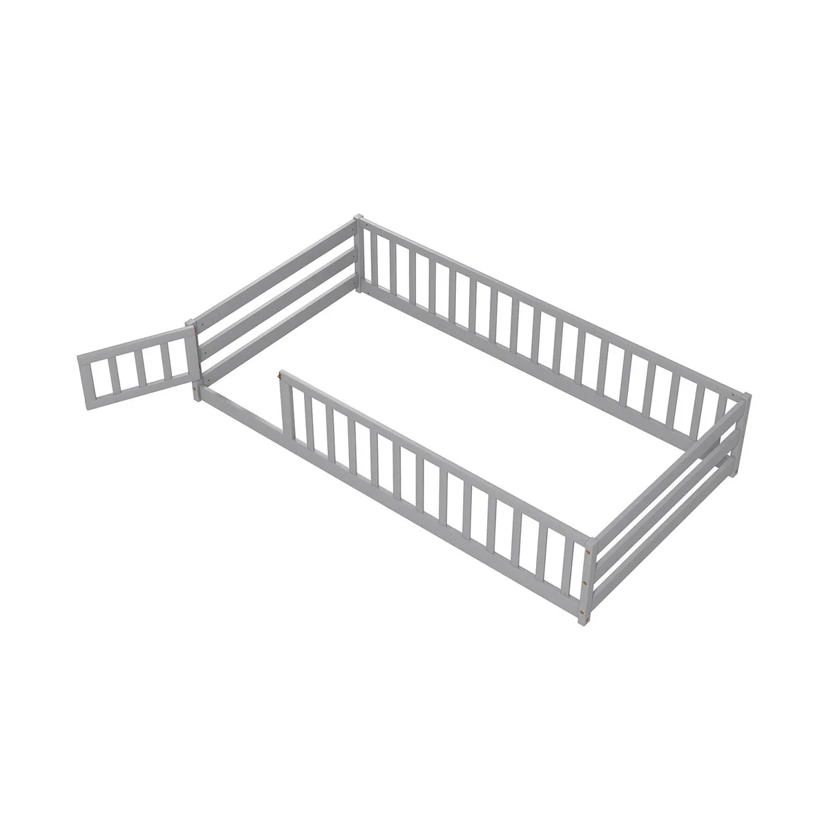 SlickBlue SlickBlue Twin Floor Bed Grey 78x42x16 Door Fence — product photo