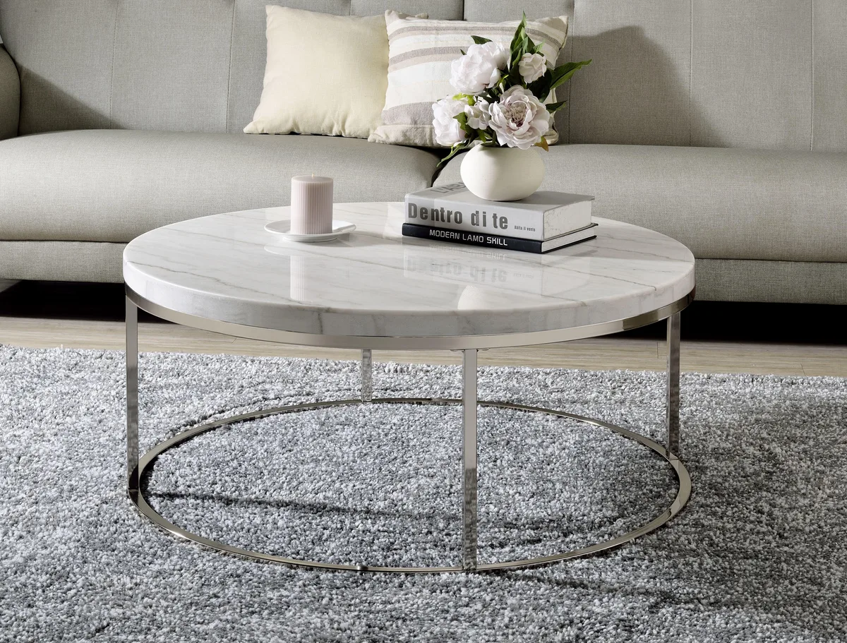 tuphen tuphen Marble Top Nickel Finish Coffee Table — product photo