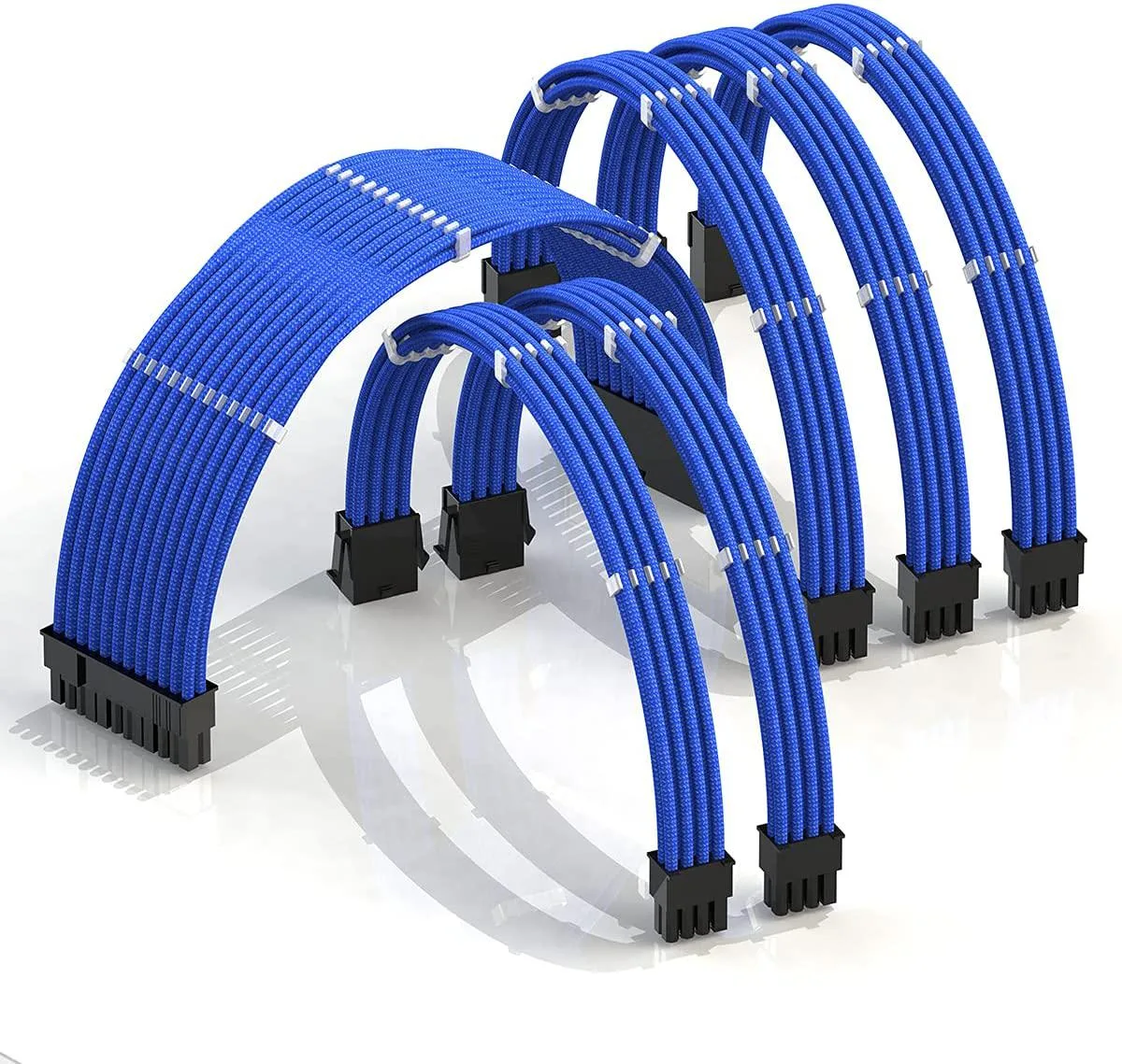 myVolts myVolts PSU Cable Extension Kit 50cm Blue 24-pin 2x CPU 3x GPU 18AWG Braided — product photo