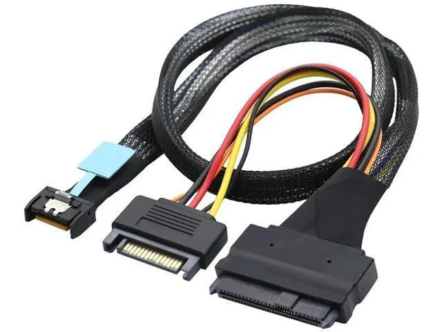 Fervit Fervit MCIO SFF8654 4i to SAS SFF8639 U.2 Cable with 15Pin SATA Power 1m — product photo
