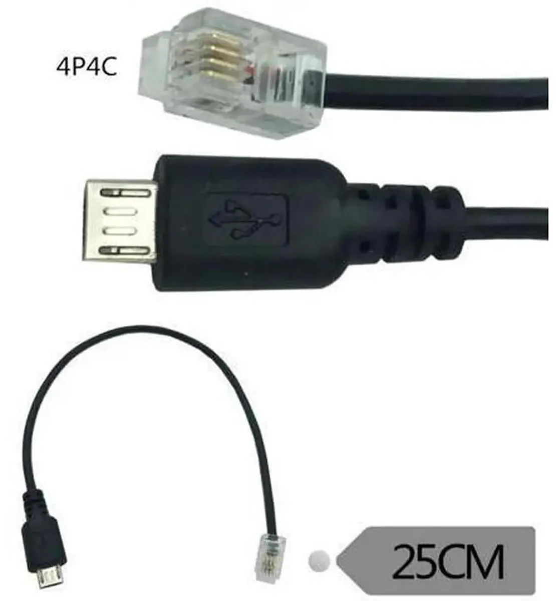 SMUGDESK SMUGDESK 0.25m USB MicroB Male to RJ9 4P4C Male Cable — product photo