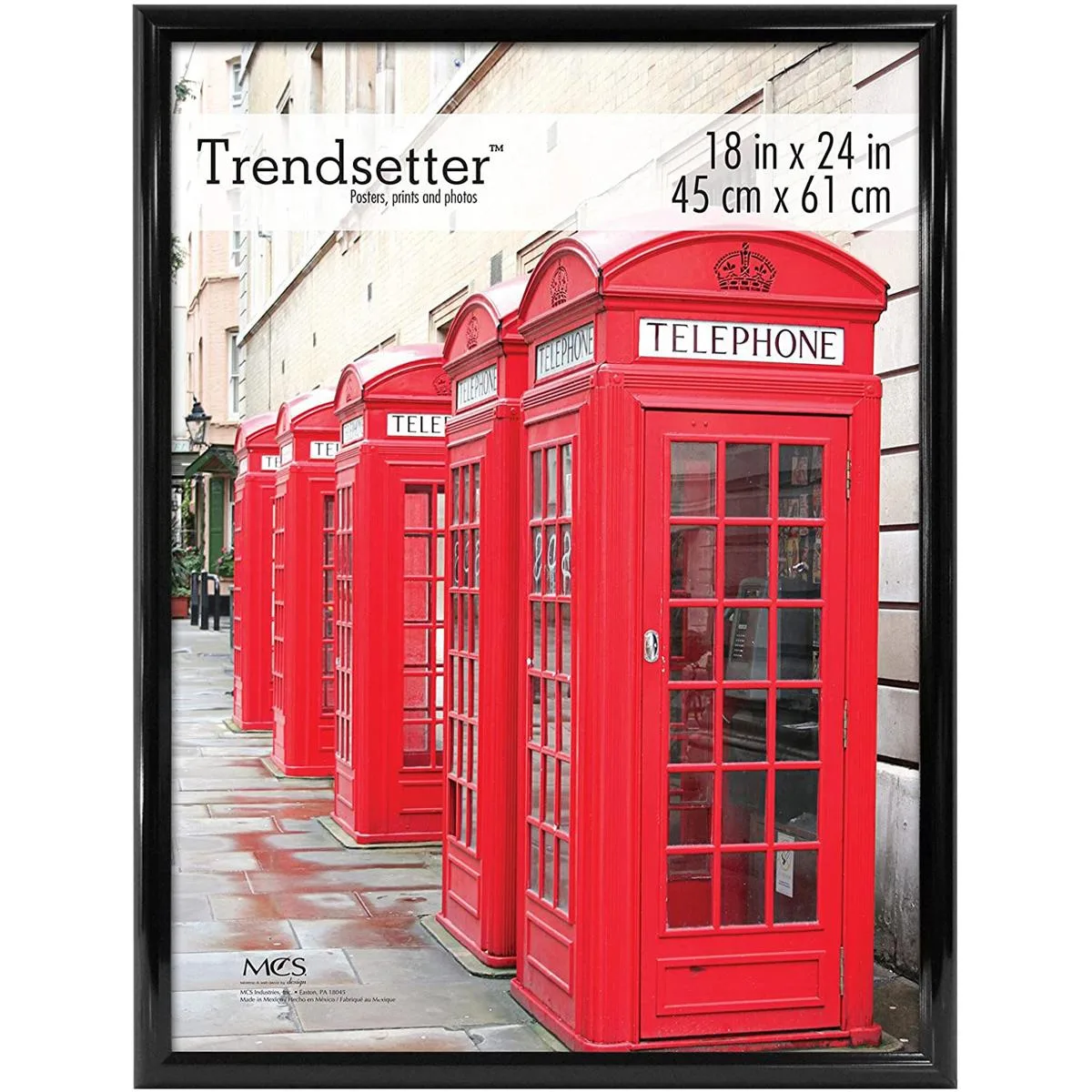 Black plastic poster frame 18x24 inches with clear styrene front