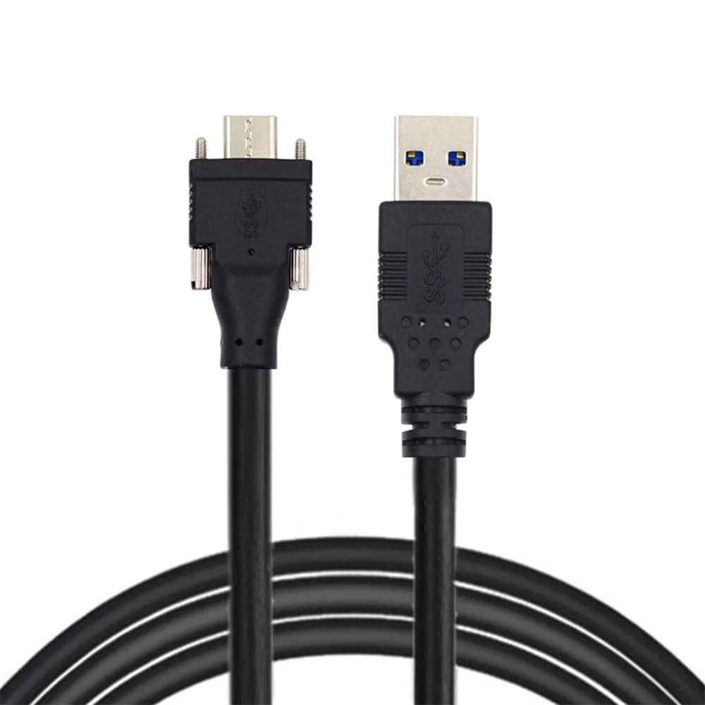 Fervit Fervit USB 3.1 Type-C Dual Locking to USB 3.0 Data Cable 5 Meters Panel Mount Screw — product photo