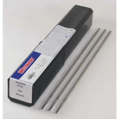Cardboard box containing 5 lb of 14 inch carbon steel welding electrodes 5/64 inch diameter