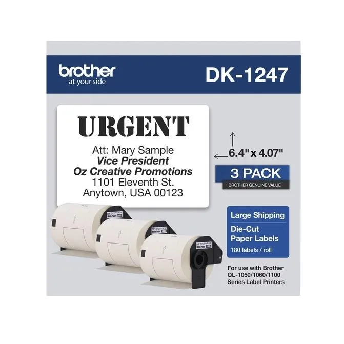 Brother Brother DK12473PK die-cut label rolls 4.07 x 6.4 180 labels 3 rolls pos accessory — product photo