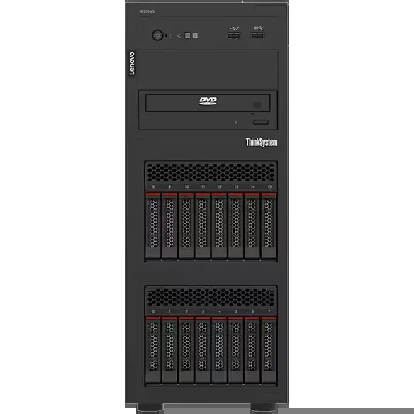 Lenovo Lenovo ThinkSystem ST250 V3 7DCEA01SNA Xeon E-2456 3.30 GHz 16 GB DDR5 tower/rack server — product photo
