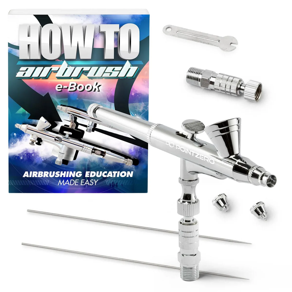 POINTZERO POINTZERO PZ-270XS Dual-Action 2cc Gravity-feed Airbrush .2 .3 .5mm Set — product photo