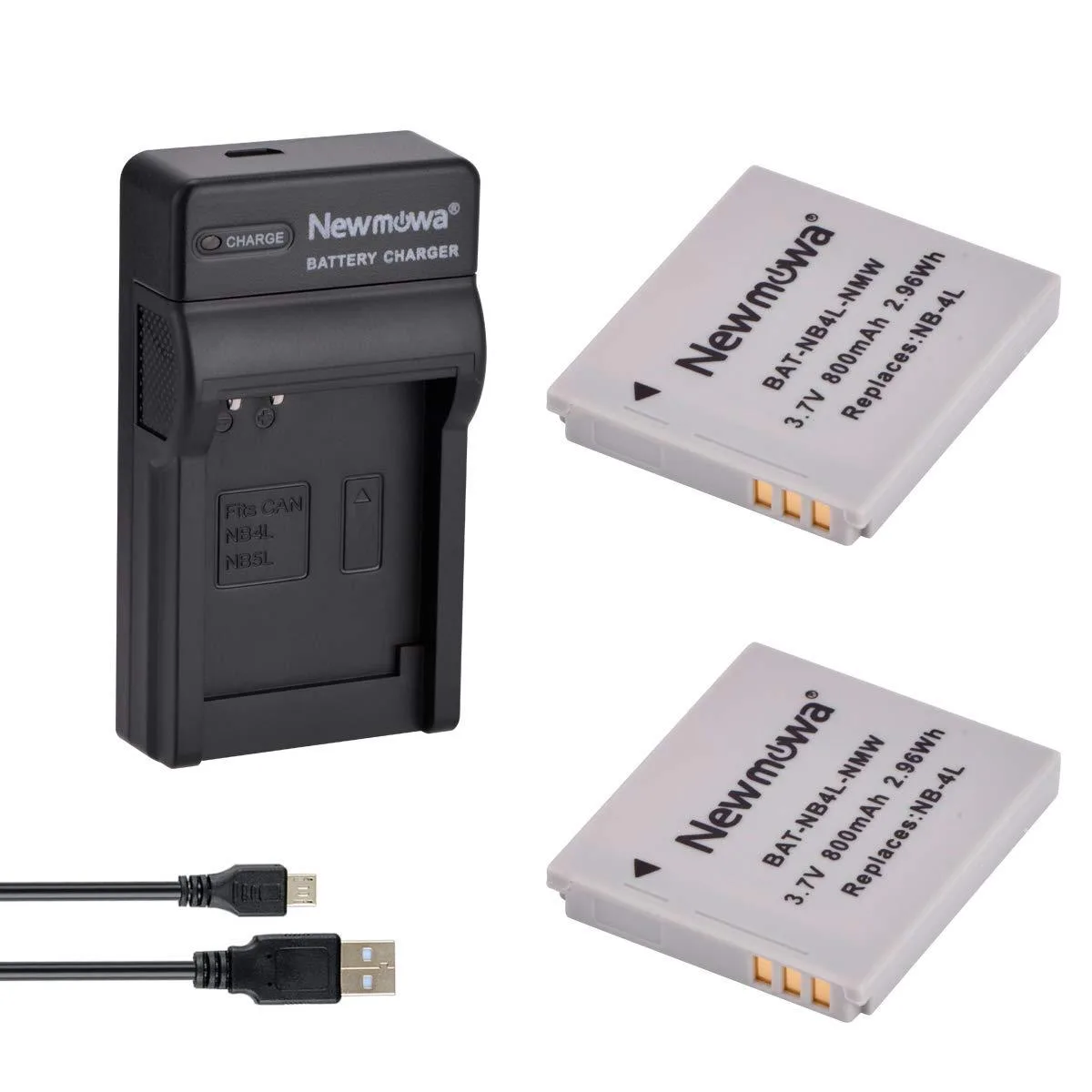  Newmowa NB-4L 2-Pack 800mAh Battery &amp; USB Charger Kit — product photo