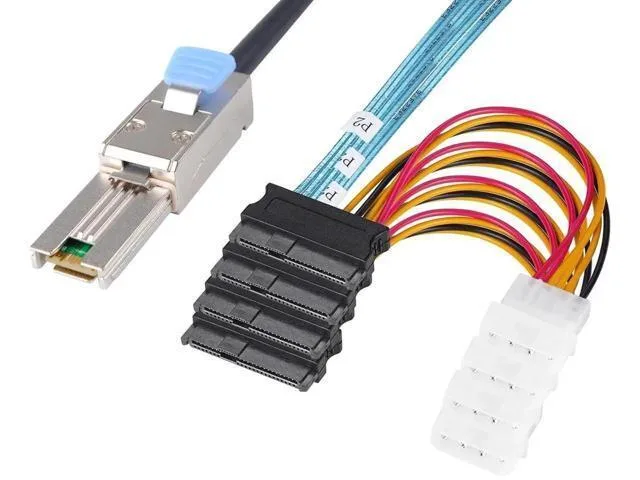 Fervit Fervit MiniSAS SFF8088 26Pin to 4×SAS SFF8482 29Pin with Power Cable 1M 3.3FT — product photo