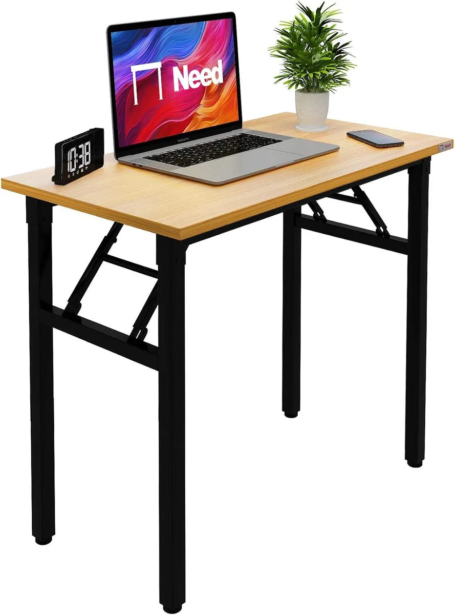 PISKEKAT PISKEKAT Folding Desk 31 1/2" Teak &amp; Black Frame — product photo