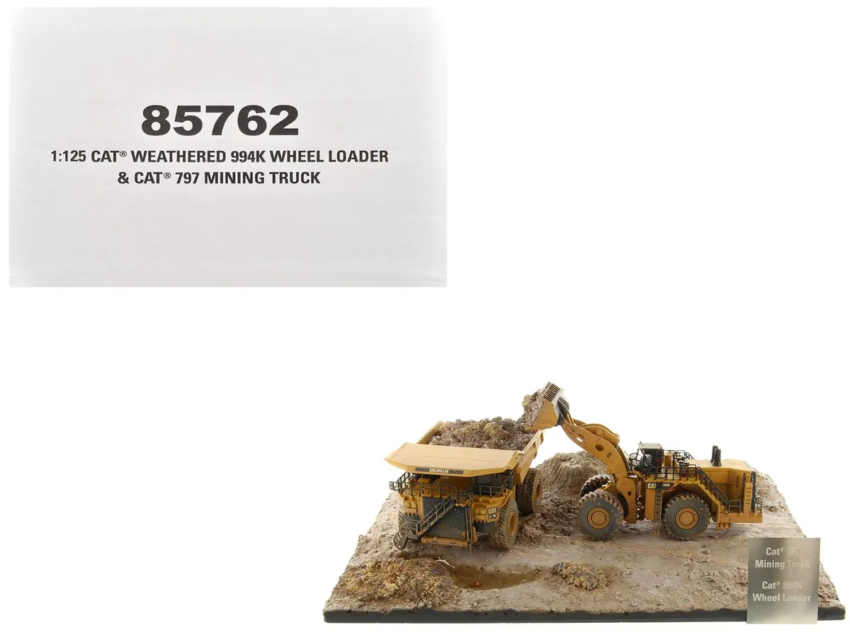 DieCast Masters DieCast Masters CAT 994K Wheel Loader &amp; 797 Mining Truck Weathered Set 1/125 hobby collectible — product photo