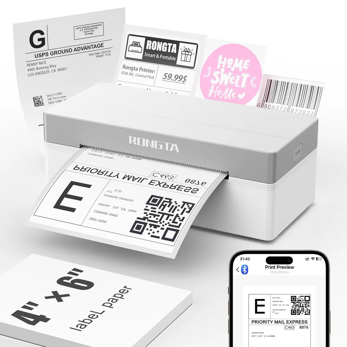  Rongta RP425-WH label printer — product photo