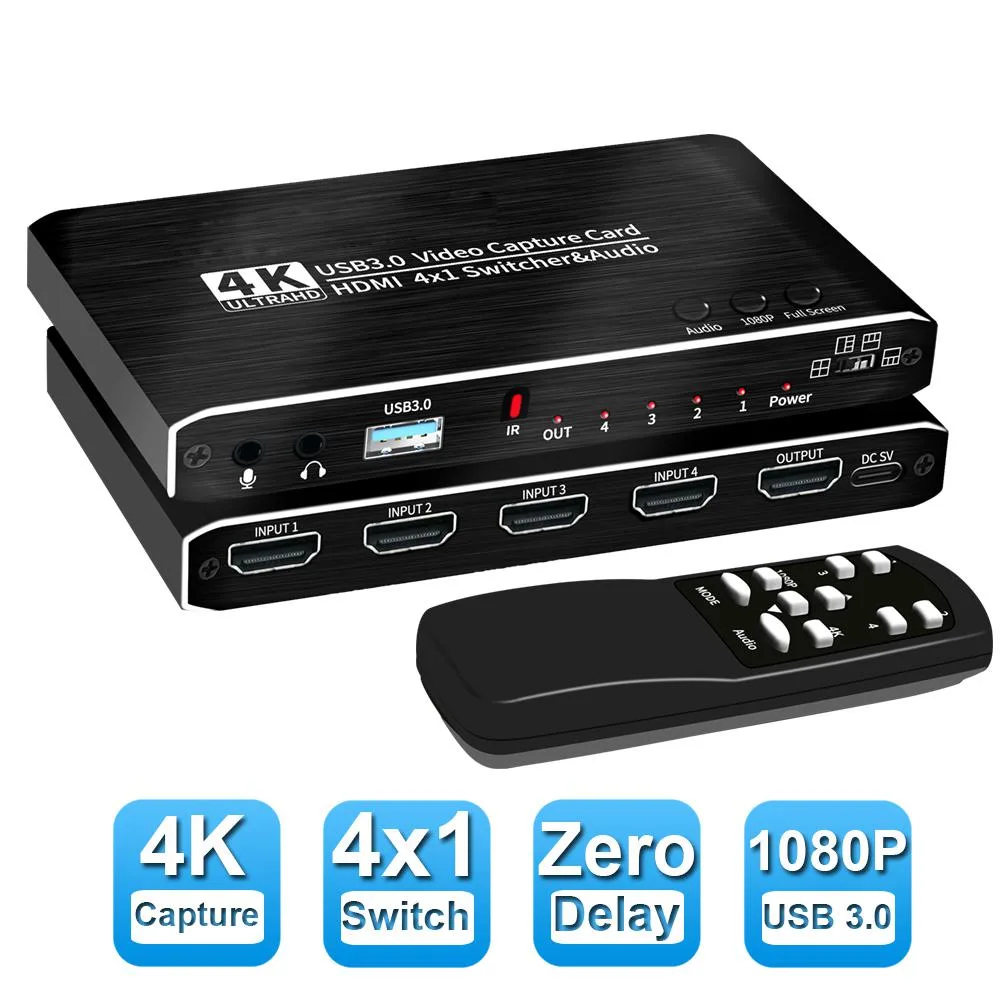ESTONE ESTONE OZC7 4×1 HDMI Video Capture Device 4K@30Hz USB 3.0 — product photo