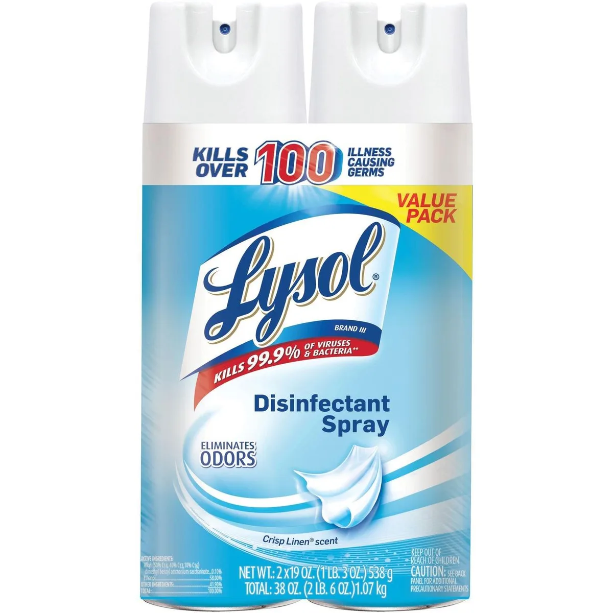 Reckitt Benckiser Reckitt Benckiser 99608 Lysol Crisp Linen Disinfectant Spray 2/pack — product photo