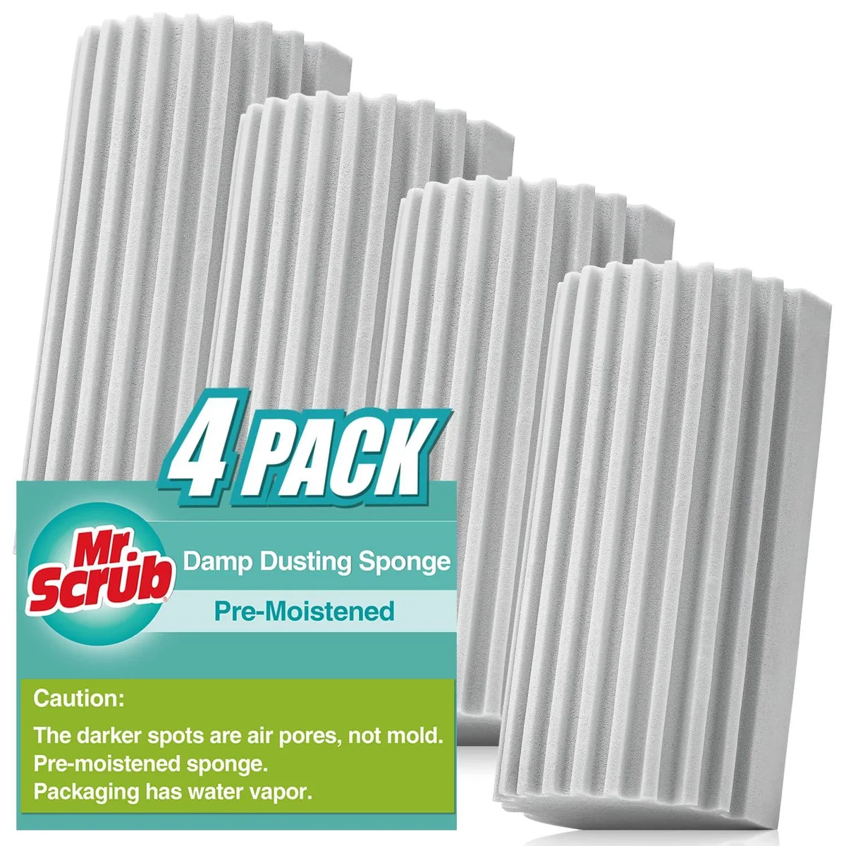 3M Damp Dusting Sponge Duster 4 Pack White 5 in x 2.2 in x .1 in — product photo