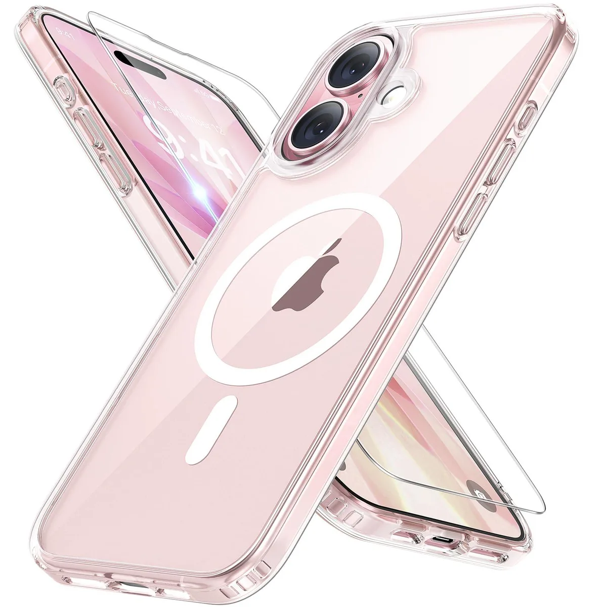 Clear matte MagSafe case for iPhone 17 6.3 inch with screen protector